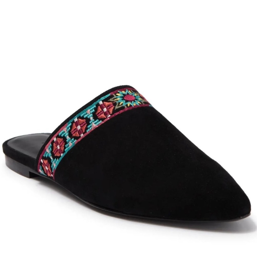 Johnny Was Black suede mules